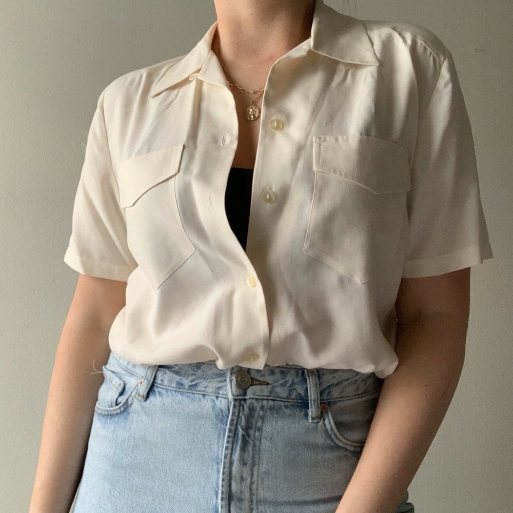 Cream Anna and Frank Short Sleeve Blouse